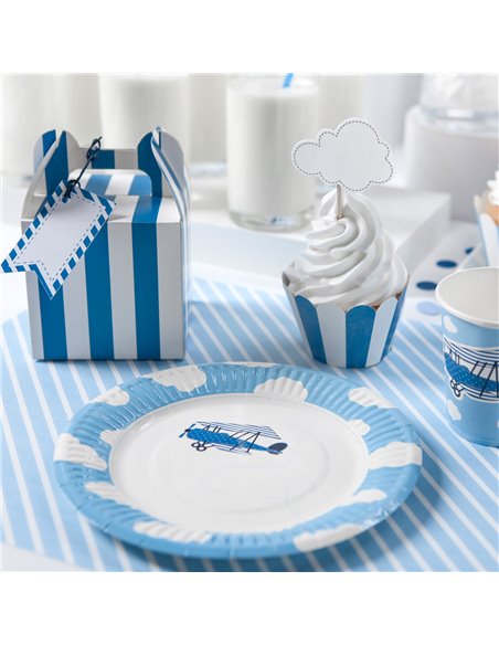 Set 6 cajas rayas azules y blancas PartyDeco