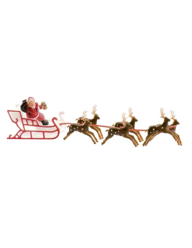 Adorno Papá Noel en trineo con renos