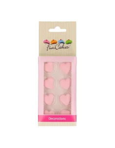 Set 8 decoraciones de azúcar Corazones rosa