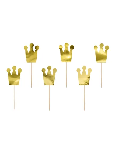 Set 6 toppers dorados Corona Princesa PartyDeco