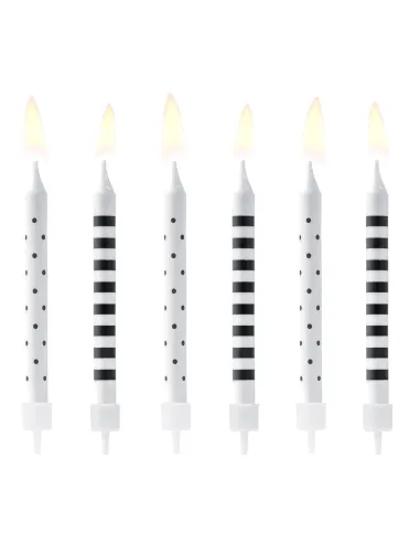 Set 6 velas Blancas y negras PartyDeco