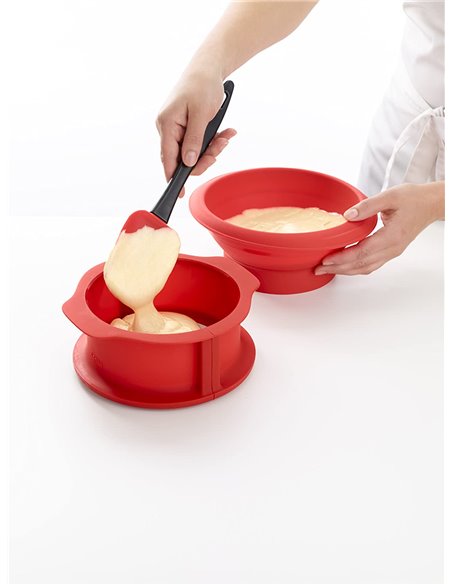 Molde desmontable rojo con plato Lékué 15 cm