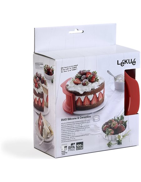 Molde desmontable rojo con plato Lékué 15 cm
