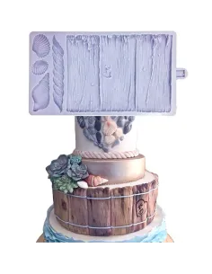 Molde silicona Madera Rústica y conchas Karen Davies