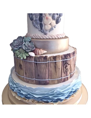 Molde silicona Madera Rústica y conchas Karen Davies