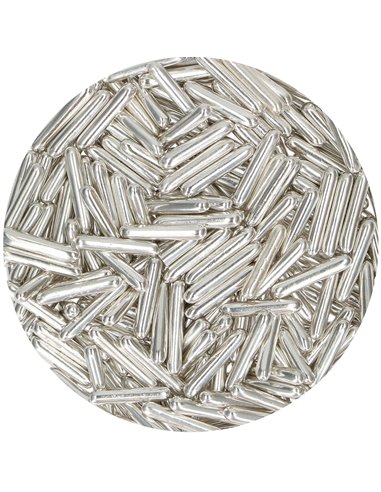 Palitos de azúcar plata metalizada 70 g Funcakes
